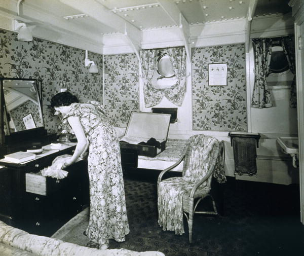 STC255201 View of a cabin aboard the 'SS Ausonia' (b/w photo) by English Photographer; black and white photograph; Private Collection; The Stapleton Collection; English, out of copyright